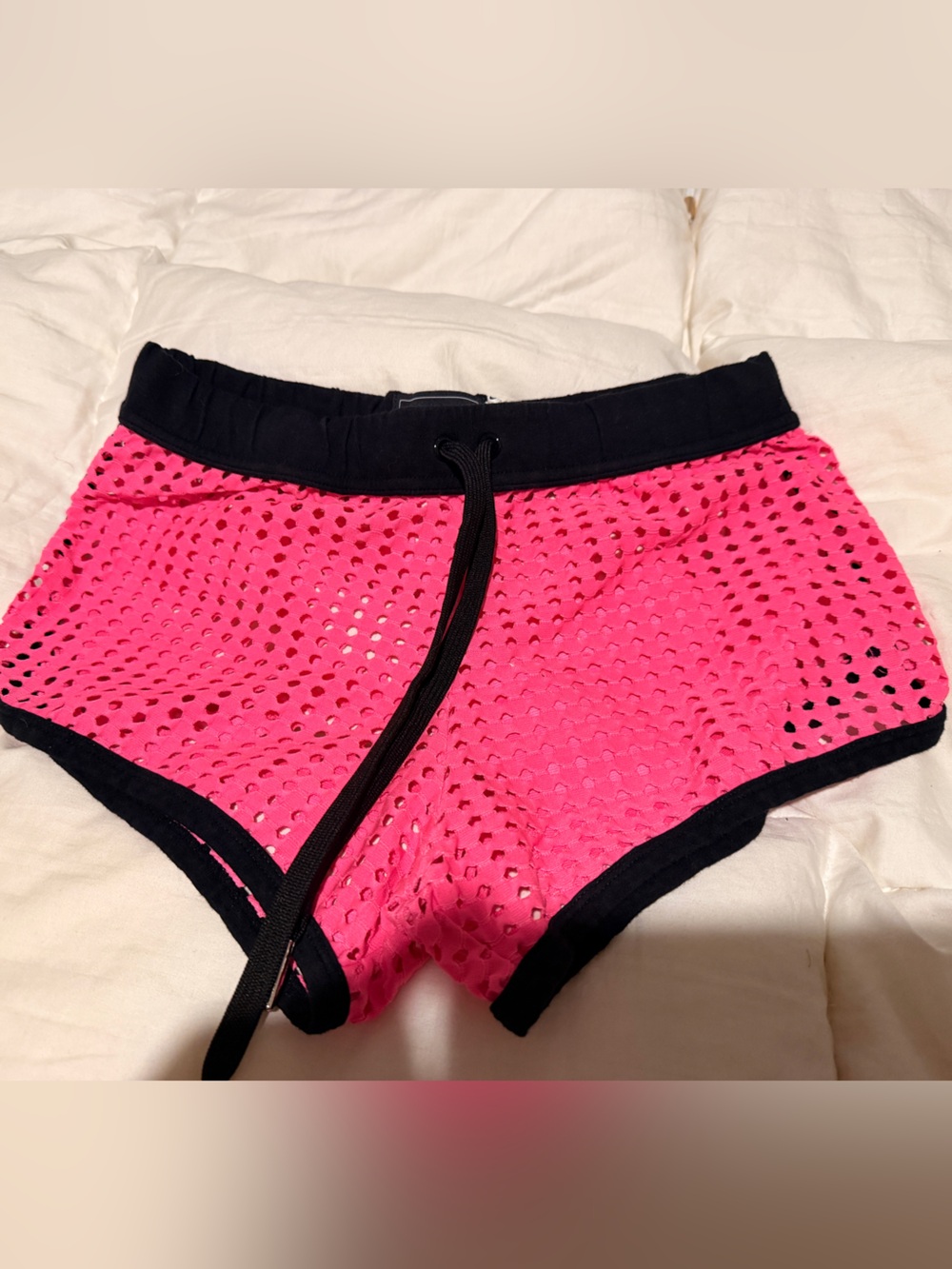 Andrew Christian Black and Hot Pink Mesh Shorts